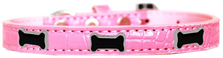 Black Bone Widget Croc Dog Collar Light Pink Size 12